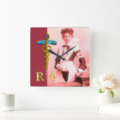  NURSE en Gold Caduceus NR Emblem Vierkante Klok (Huis)