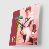  NURSE en Gold Caduceus NR Emblem Vierkante Klok (Hoek)