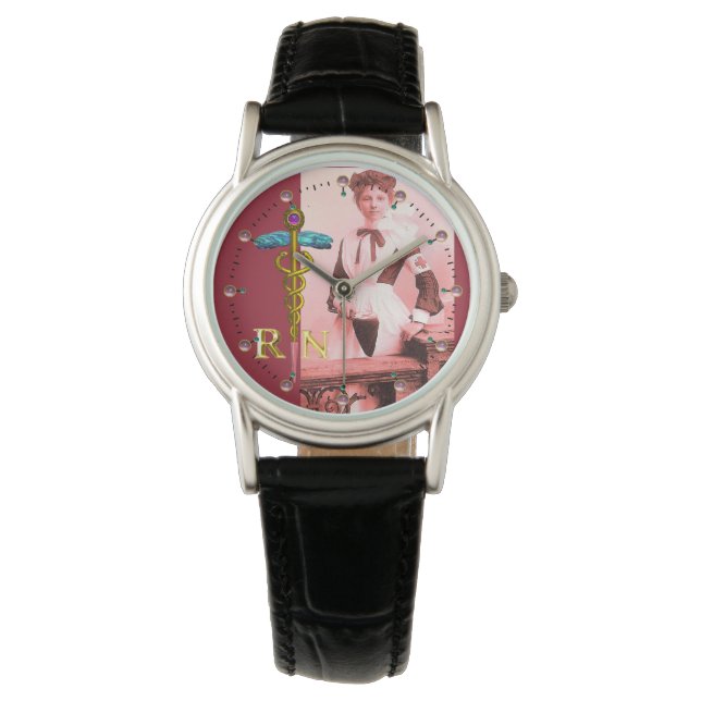  NURSE en Gold Caduceus NR Horloge (Voorkant)