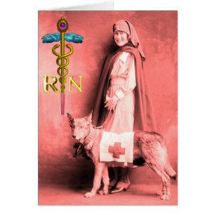 NURSE EN RESCUE DOG/Gold Caduceus RN Emblem