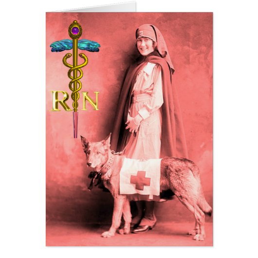 NURSE EN RESCUE DOG/Gold Caduceus RN Emblem (Voorkant)