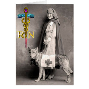 NURSE EN RESCUE DOG/Gold Caduceus RN Emblem
