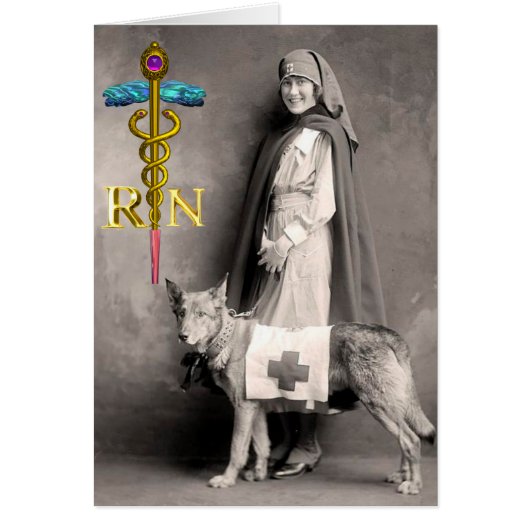 NURSE EN RESCUE DOG/Gold Caduceus RN Emblem (Voorkant)