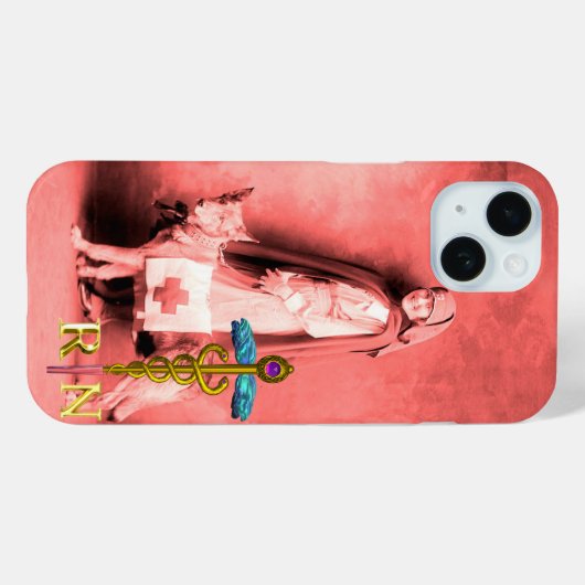 NURSE EN RESCUE DOG/Gold Caduceus RN Emblem Case-Mate iPhone Case (Achterkant (horizontaal))