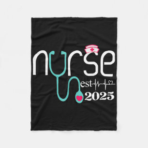 Nurse Est 2025 RN Nursing School Afstuderen Gradua Fleece Deken