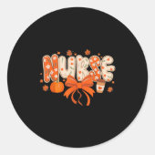 Nurse Fall Autumn Pumpkin Sce Coffee Thanksgiving Ronde Sticker (Voorkant)