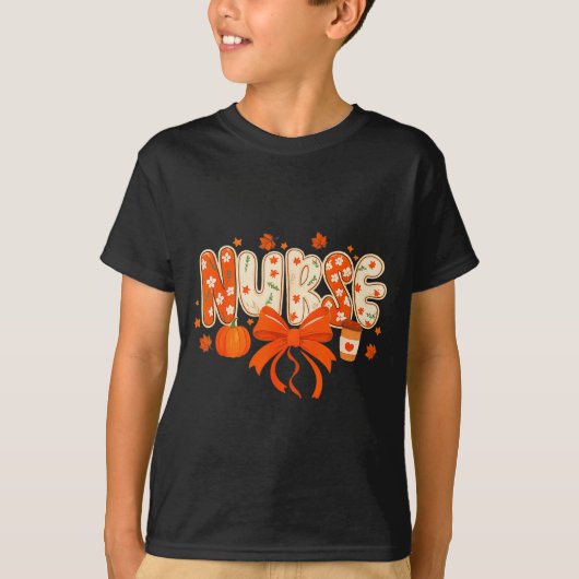 Nurse Fall Autumn Pumpkin Sce Coffee Thanksgiving  T-shirt (Voorkant)