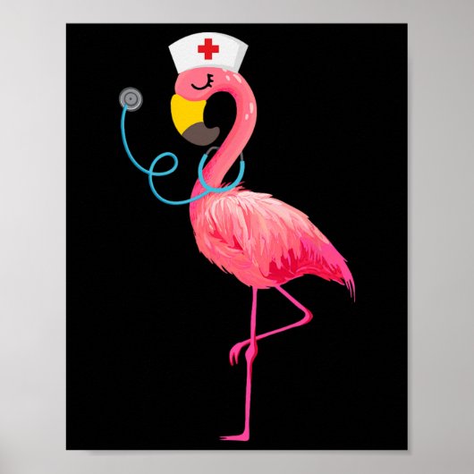 Nurse Flamingo - Funny Flamingo Lover Nursing Poster (Voorkant)