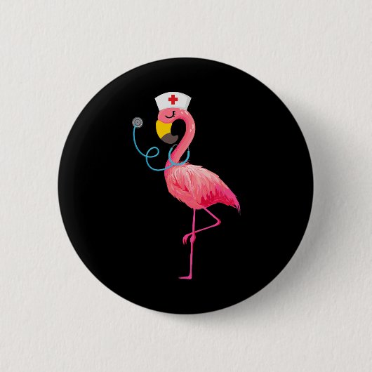 Nurse Flamingo - Funny Flamingo Lover Nursing Ronde Button 5,7 Cm (Voorkant)