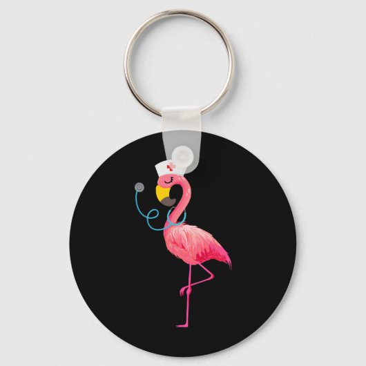 Nurse Flamingo - Funny Flamingo Lover Nursing Sleutelhanger (Voorkant)