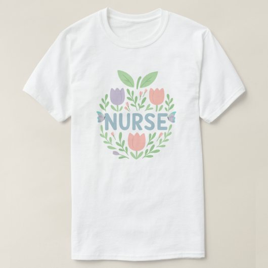 Nurse Floral Tulip Design T-shirt (Design voorkant)