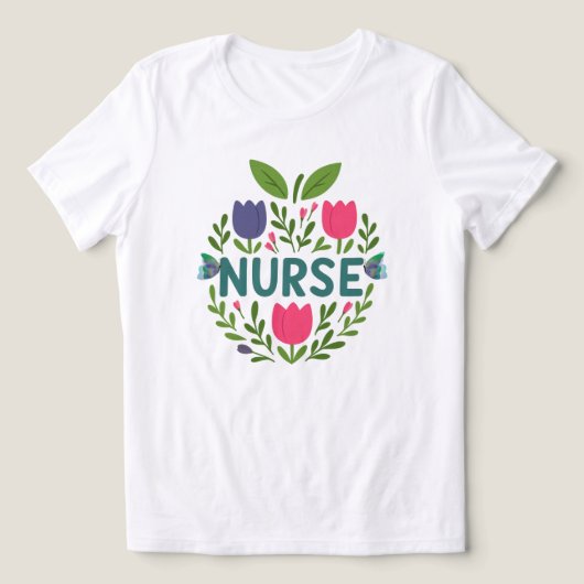 Nurse Floral Tulip Design Tri-Blend Shirt (Design voorkant)