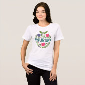 Nurse Floral Tulip Design Tri-Blend Shirt (Voorkant volledig)