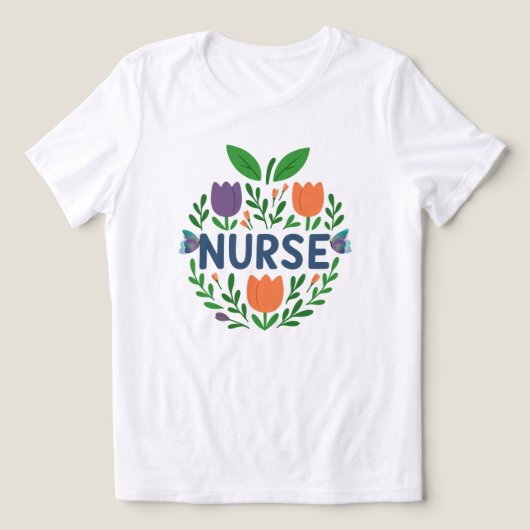 Nurse Floral Tulip Design Tri-Blend Shirt (Design voorkant)