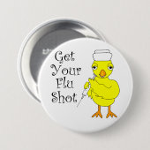 Nurse Flu Shot Chick Ronde Button 7,6 Cm (Voorkant /achterkant)