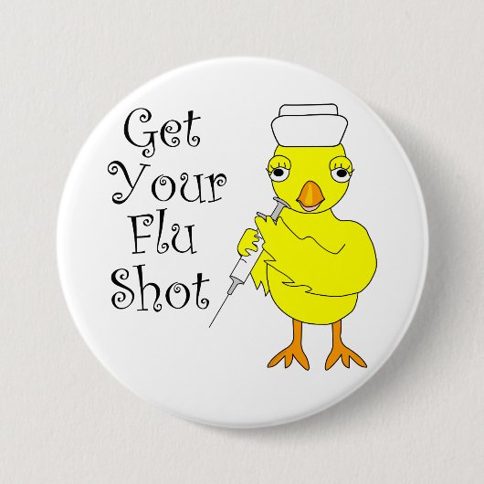 Nurse Flu Shot Chick Ronde Button 7,6 Cm (Voorkant)
