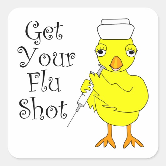 Nurse Flu Shot Chick Vierkante Sticker (Voorkant)