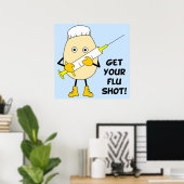 Nurse Flu Shot Egghead Poster (Thuiskantoor)