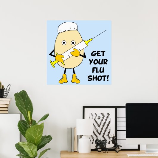 Nurse Flu Shot Egghead Poster (Thuiskantoor)