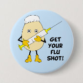 Nurse Flu Shot Egghead Ronde Button 7,6 Cm (Voorkant)