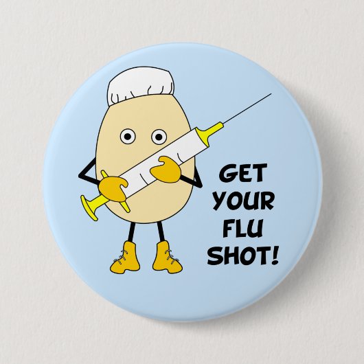 Nurse Flu Shot Egghead Ronde Button 7,6 Cm (Voorkant)