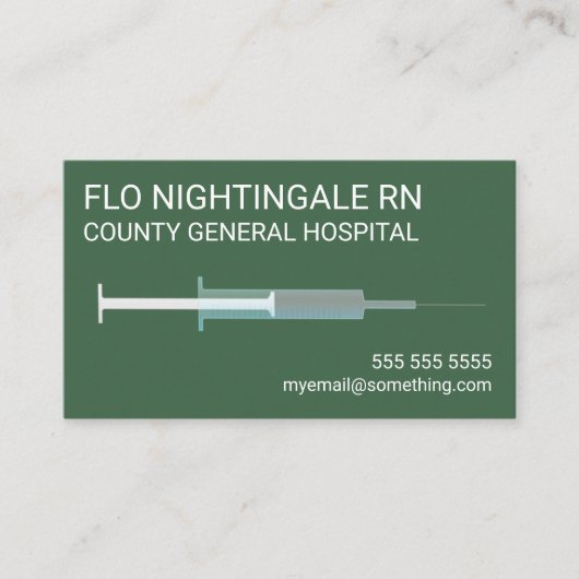 Nurse Flu Shot Green Visitekaartje (Voorkant)