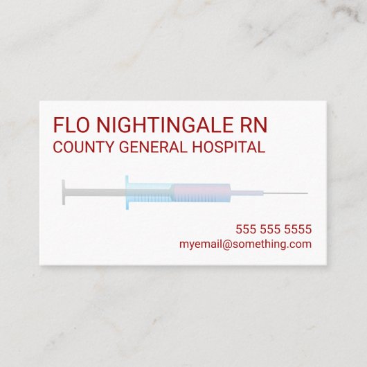 Nurse Flu Shot White Visitekaartje (Voorkant)