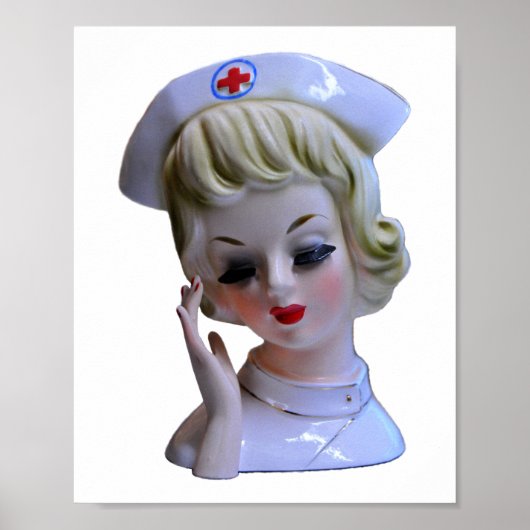 Nurse Front Line Hero Caregiver Lady Head Vase Poster (Voorkant)
