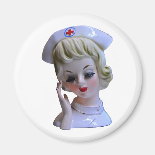 Nurse Front Line Hero Lady Head Vase Magneet (Voorkant)