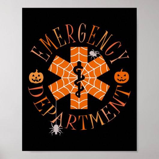 Nurse Funny Ghost Halloween Emergency Department E Poster (Voorkant)