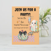 Nurse Ghost Grappige Quote Pumpkin Coquette Kaart (Staand voorkant)