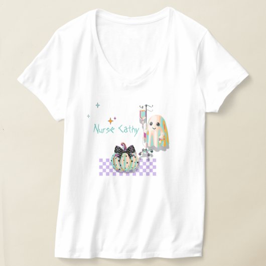 Nurse Ghost Grappige quote Pumpkin Coquette White T-shirt (Laagn)