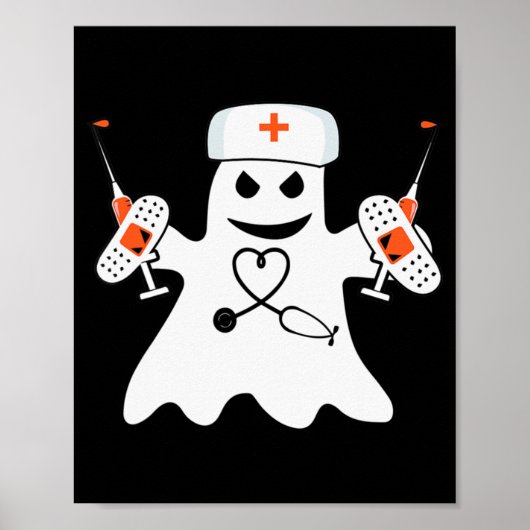 Nurse Ghost Lazy Halloween Costume Fun Nursing RN Poster (Voorkant)