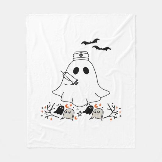 Nurse Ghost Schattige Halloween Design Classic T-s Fleece Deken (Voorkant)