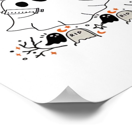 Nurse Ghost Schattige Halloween Design Classic T-s Poster (Hoek)