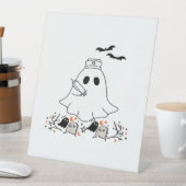 Nurse Ghost Schattige Halloween Design Classic T-s Reclamebord Met Voetstuk (Insitu)