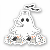 Nurse Ghost Schattige Halloween Design Classic T-s Sticker (Voorkant)