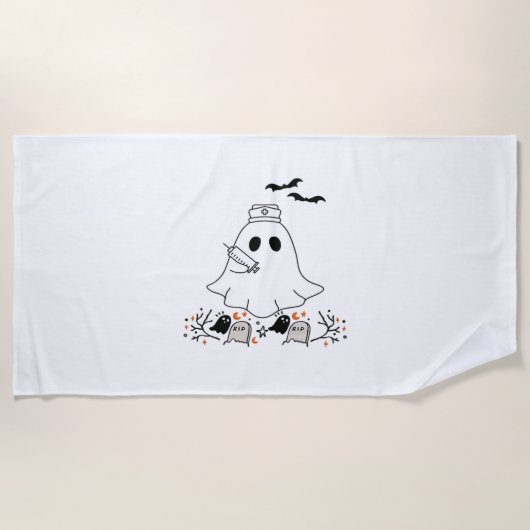 Nurse Ghost Schattige Halloween Design Classic T-s Strandlaken (Voorkant)
