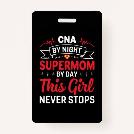 Nurse Gift CNA van nachtelijke supermoeder Badge (Voorkant)