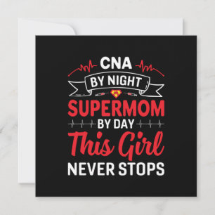 Nurse Gift CNA van nachtelijke supermoeder Feestdagenkaart