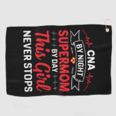 Nurse Gift CNA van nachtelijke supermoeder Golfhanddoek (Horizontaal)
