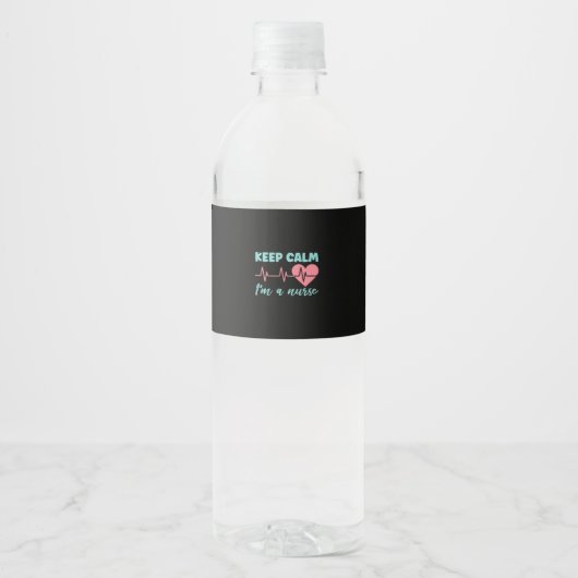 Nurse Gift | Keep Calm I Am A Nurse Waterfles Etiket (Voorkant)