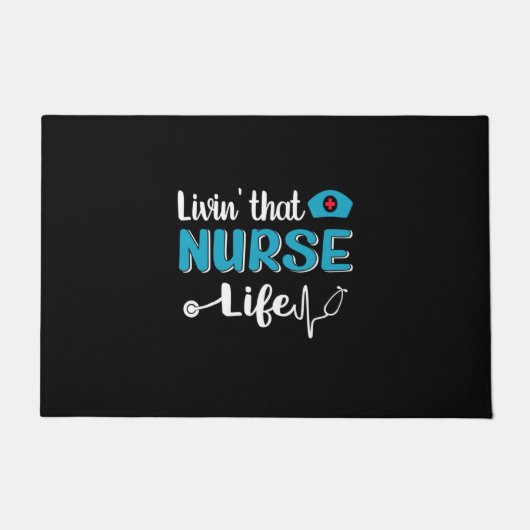 Nurse Gift | Living That Nurse Life Deurmat (Voorkant)