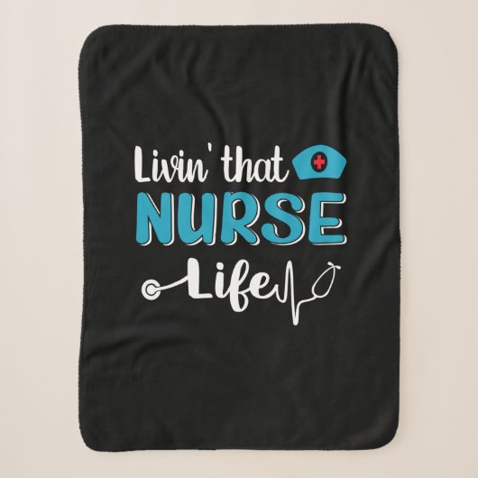 Nurse Gift | Living That Nurse Life Sherpa Deken (Voorkant)