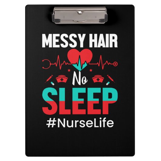 Nurse Gift | Messy Hair Sleep Klembord (Voorkant)