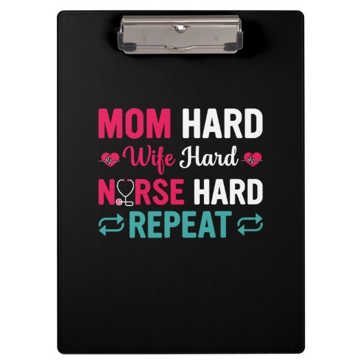 Nurse Gift | Mom Hard Wife Hard Nurse Klembord (Voorkant)