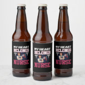 Nurse Gift | My Heart Belongs Nurse Bier Etiket (Flessen)