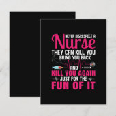 Nurse Gift Never Disrespect A Nurse Notitiekaartje (Voorkant / Achterkant)