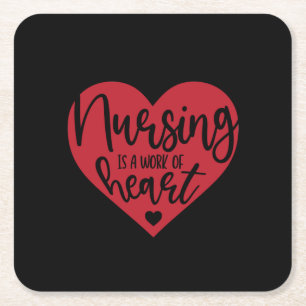 Nurse Gift Nursing Is A Work Of Heart Kartonnen Onderzetters