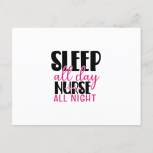 Nurse Gift Sleep All Day Nurse All Night Briefkaart